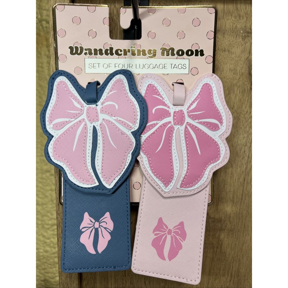 Wandering Moon Set of 2 Bow Luggage Tags w/ID Window New